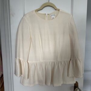 Club Monaco Cream Peplum 3/4 Sleeve Blouse